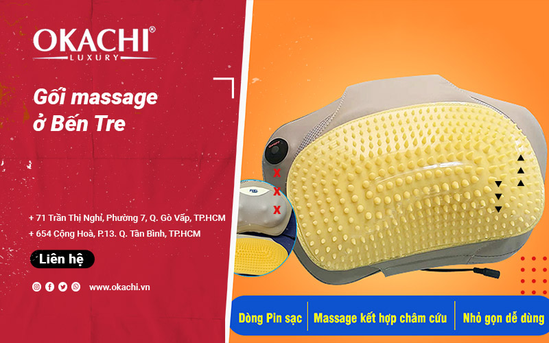 Gối massage ở Bến Tre HỒNG NGOẠI chính hãng giá tốt