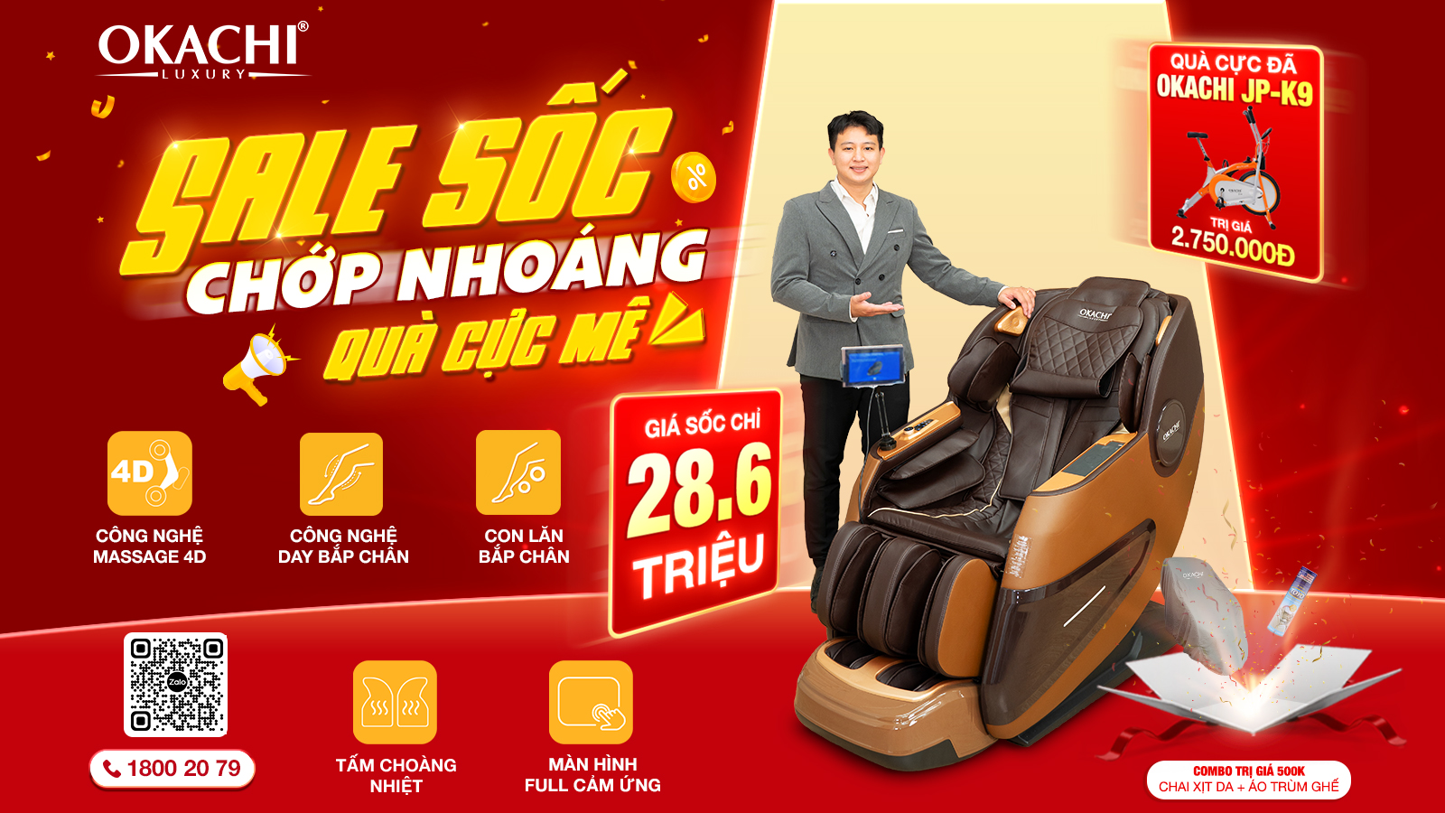 CƠ HỘI DUY NHẤT - Sở Hữu Ghế Massage OKACHI JP-5200 PLUS Giá Sốc 28,6 Triệu, Nhận Quà Khủng!