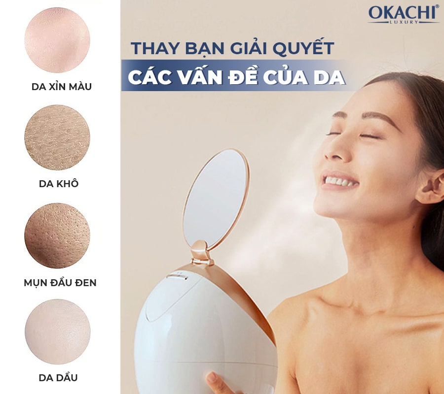 Máy xông hơi mặt OKACHI OG-2886 Cao cấp (Tích hợp gương)