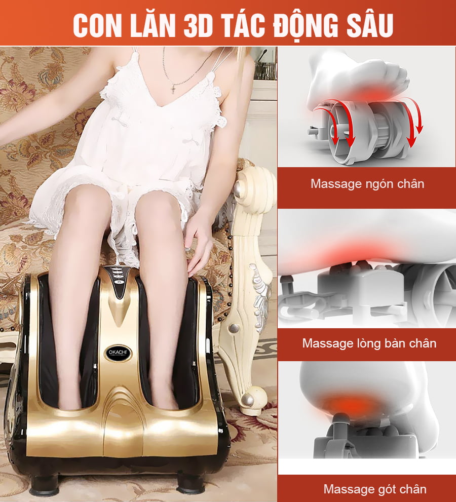 Máy massage chân hồng ngoại 3D OKACHI JP-810 (màu Gold)