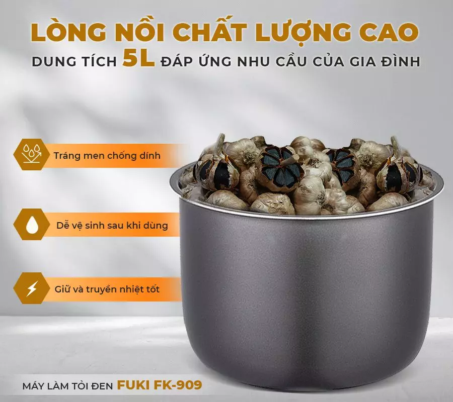 Máy làm tỏi đen Fuki FK-909 dòng cao cấp loại 5L (tím bạc) 