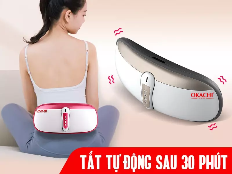 Máy massage bụng rung lắc hồng ngoại Okachi JP-95DC Plus pin sạc