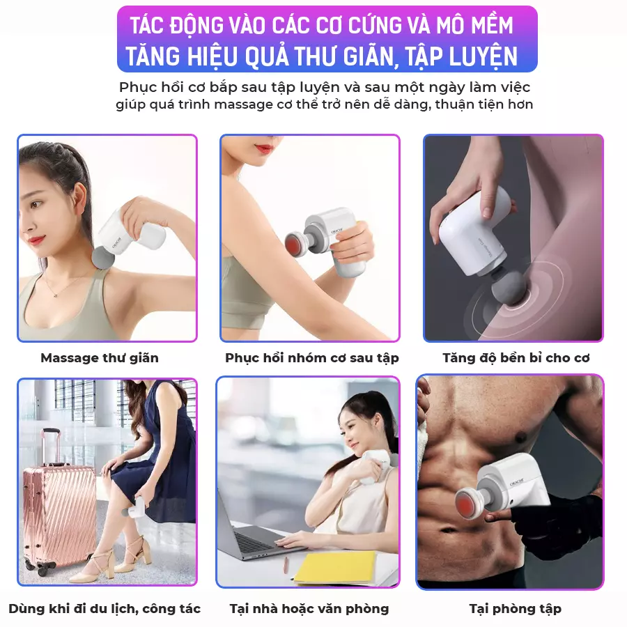 Súng massage cầm tay có đầu nóng OKACHI JP-G3 (trắng)