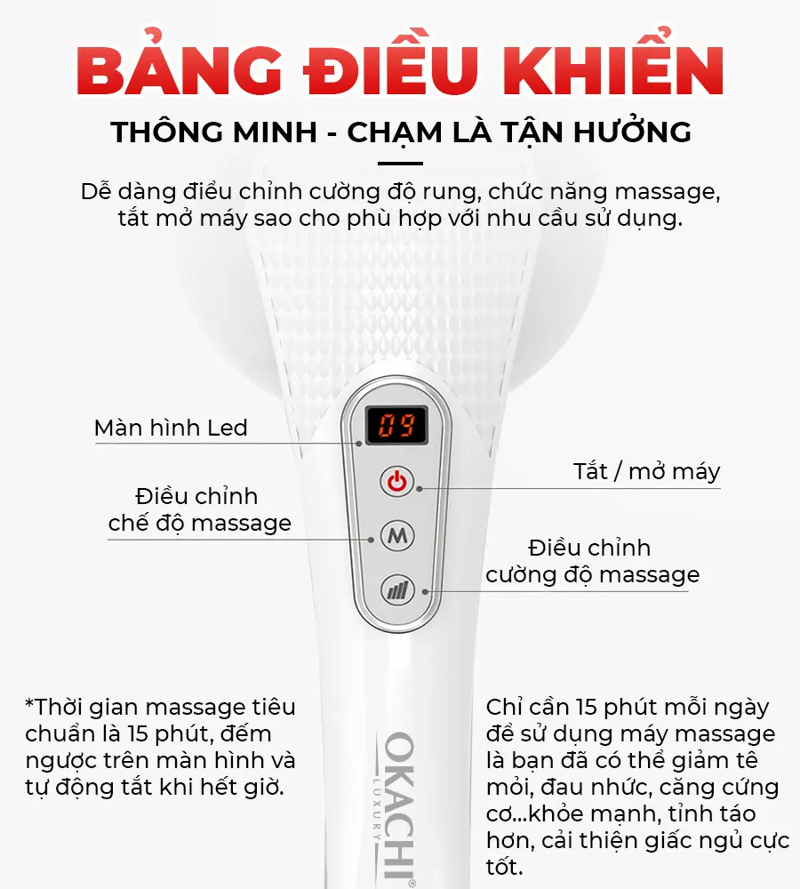 Máy massage cầm tay Body OKACHI LUXURY JP-530E Pin Sạc