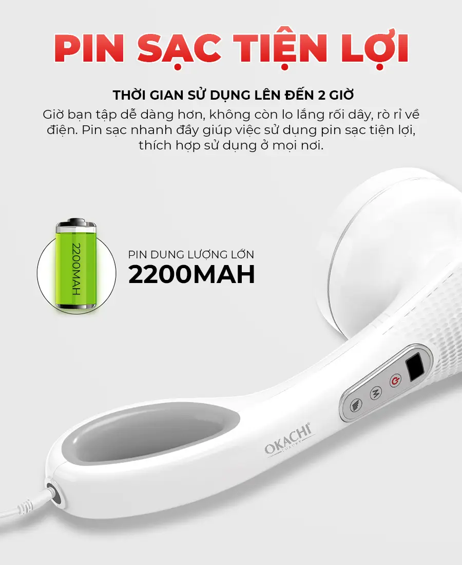 Máy massage cầm tay Body OKACHI LUXURY JP-530E Pin Sạc
