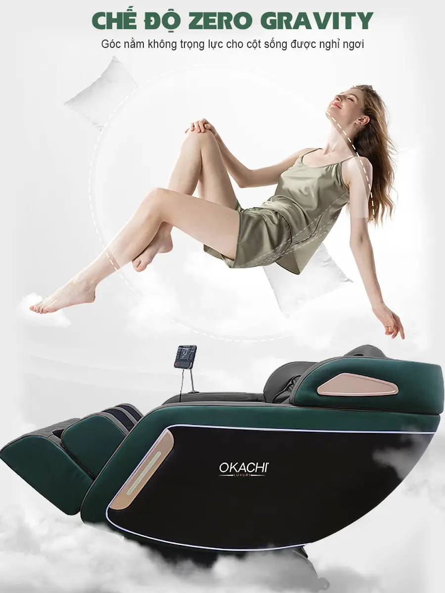Ghế massage toàn thân OKACHI Luxury Star JP-i9 xanh (hàng trưng bày mới 96%)