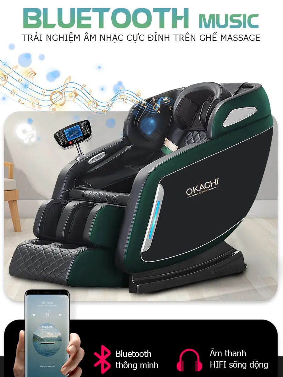 Ghế massage toàn thân OKACHI Luxury Star JP-i9 xanh (hàng trưng bày mới 96%)