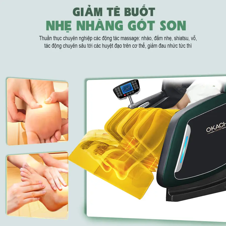 Ghế massage toàn thân OKACHI Luxury Star JP-i9 xanh (hàng trưng bày mới 96%)
