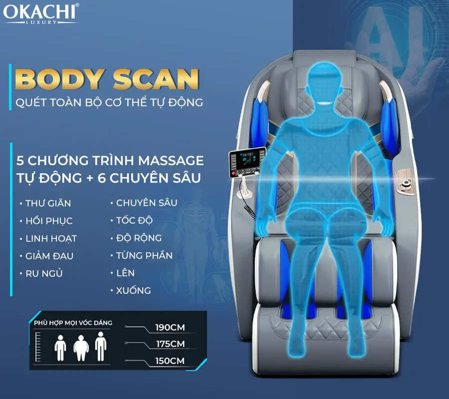 Ghế massage toàn thân OKACHI 4D JP-I50 (cao cấp)