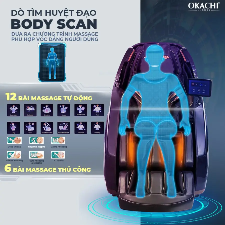 Ghế Massage Phi Thuyền OKACHI LUXURY ROYAL JP-8899 Cao Cấp (màu đen)