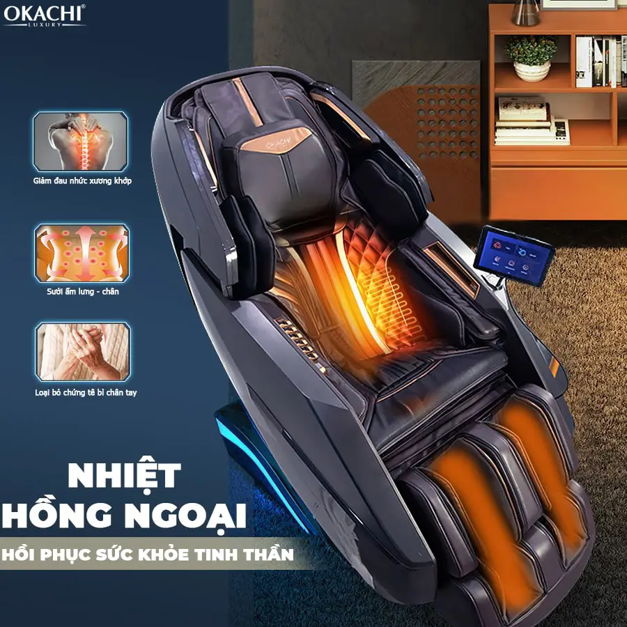 Ghế Massage Phi Thuyền OKACHI LUXURY ROYAL JP-8899 Cao Cấp (màu đen)