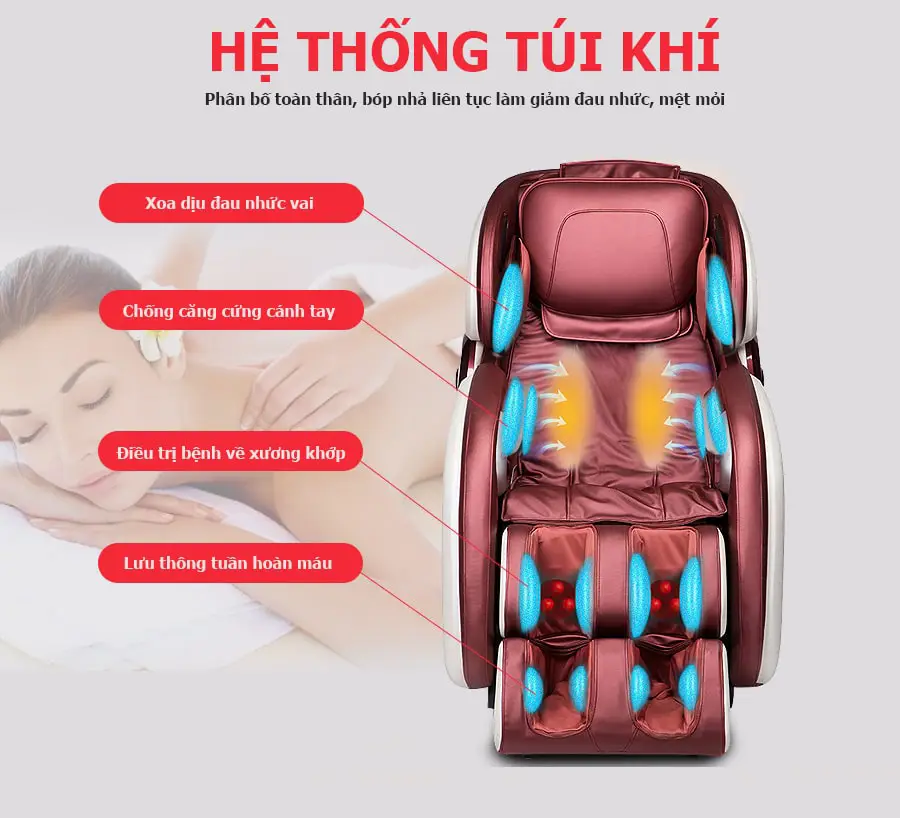 Ghế massage toàn thân OKACHI OTO Essentia ES-05A (màu đỏ)