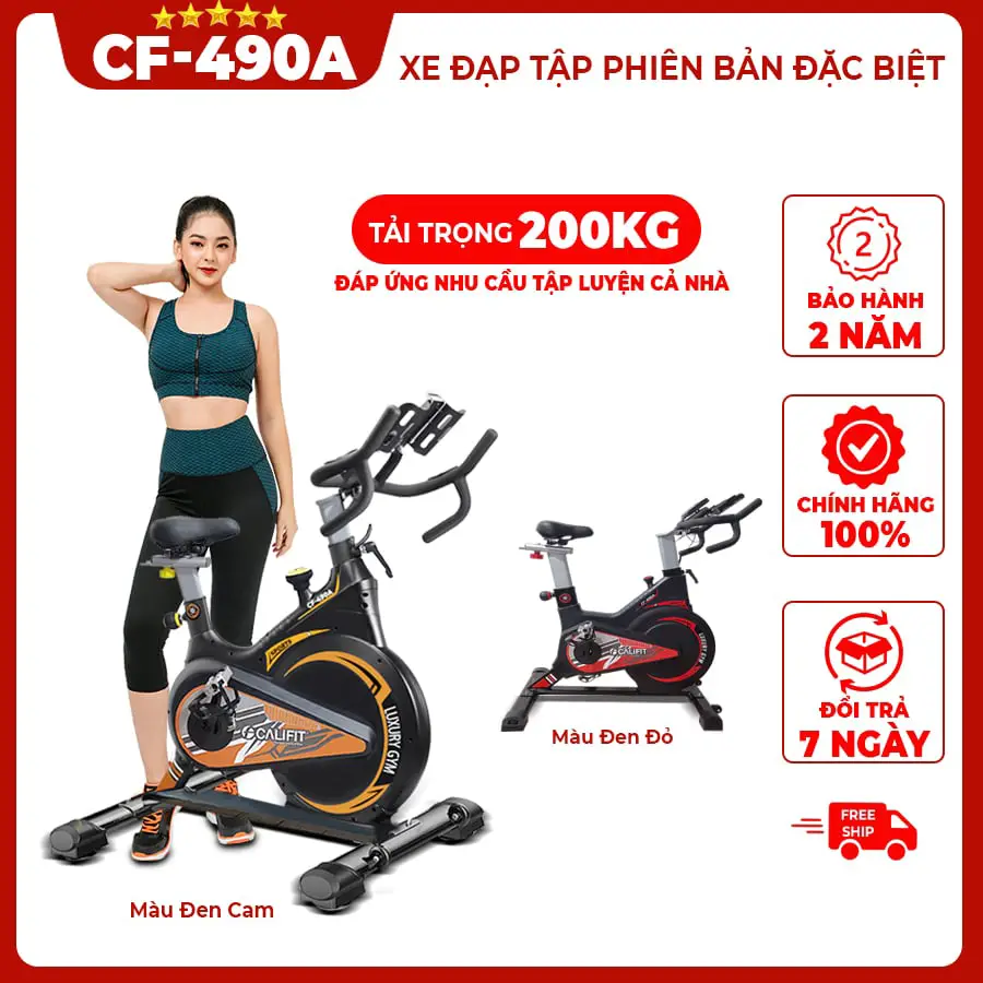 Xe đạp tập Califit Luxury CF-490A (Đen Cam)