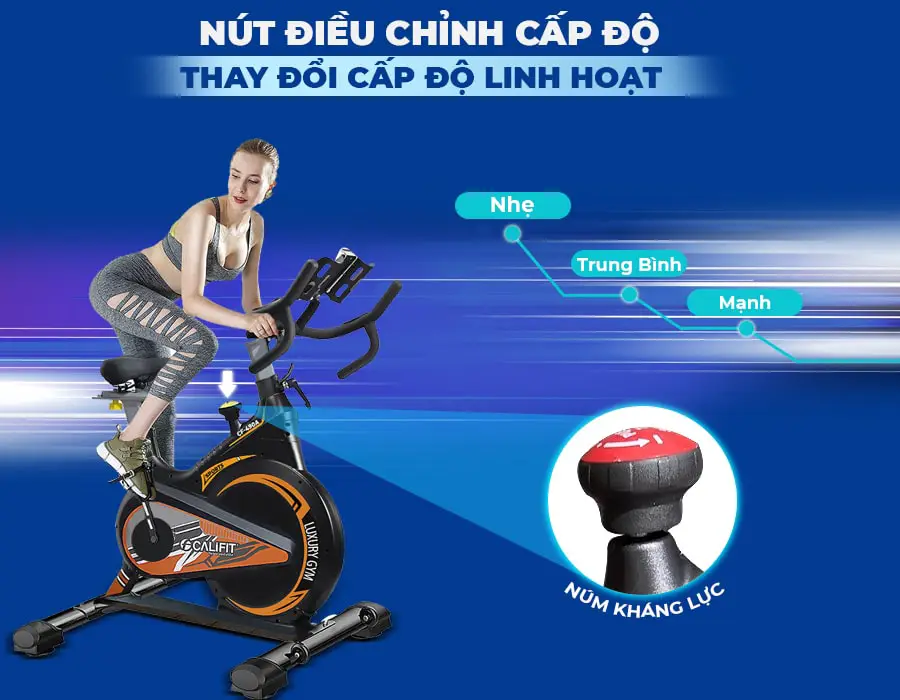 Xe đạp tập Califit Luxury CF-490A (Đen Cam)
