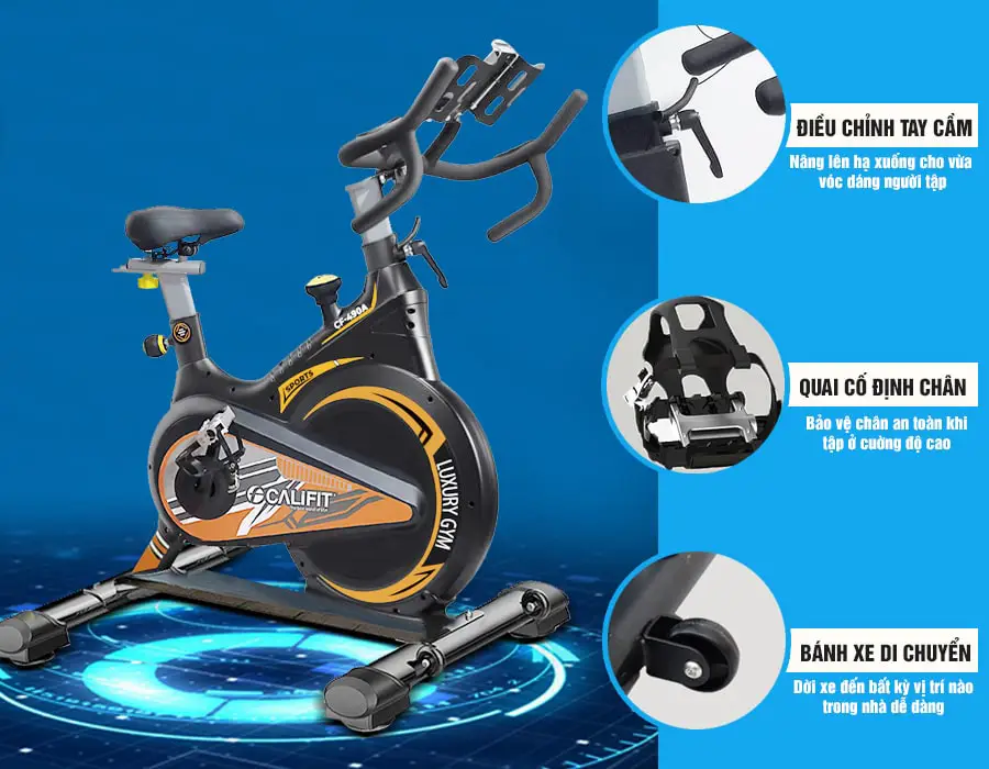 Xe đạp tập Califit Luxury CF-490A (Đen Cam)