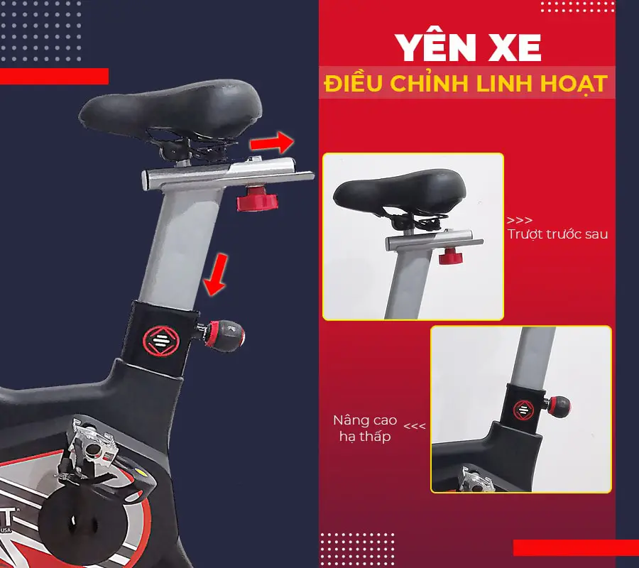 Xe đạp tập thể dục tại nhà Califit Luxury CF-490A (Đen Đỏ)