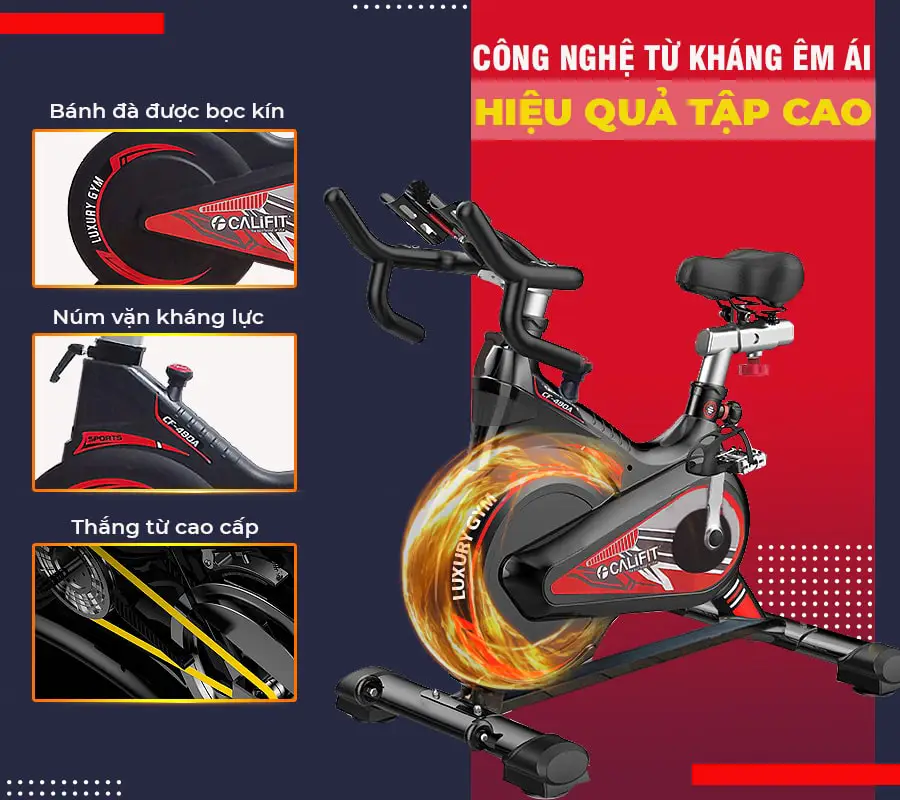 Xe đạp tập thể dục tại nhà Califit Luxury CF-490A (Đen Đỏ)