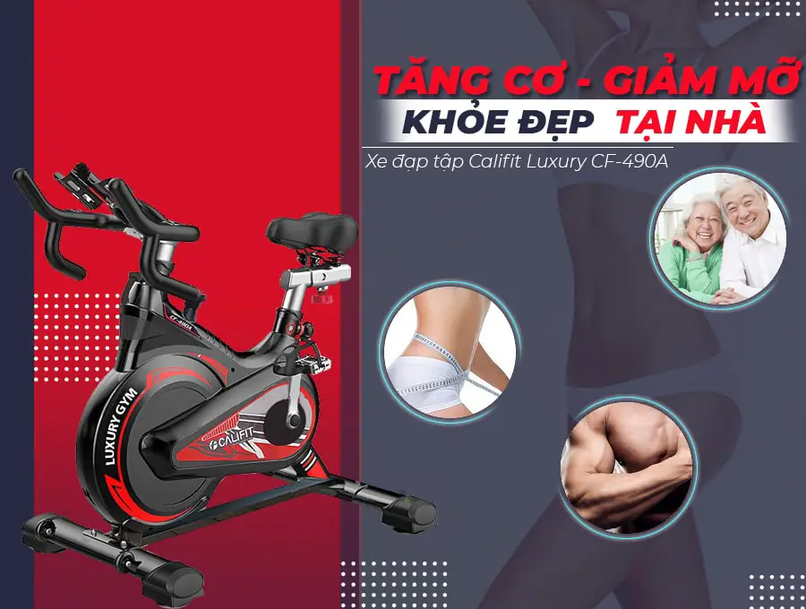 Xe đạp tập thể dục tại nhà Califit Luxury CF-490A (Đen Đỏ)