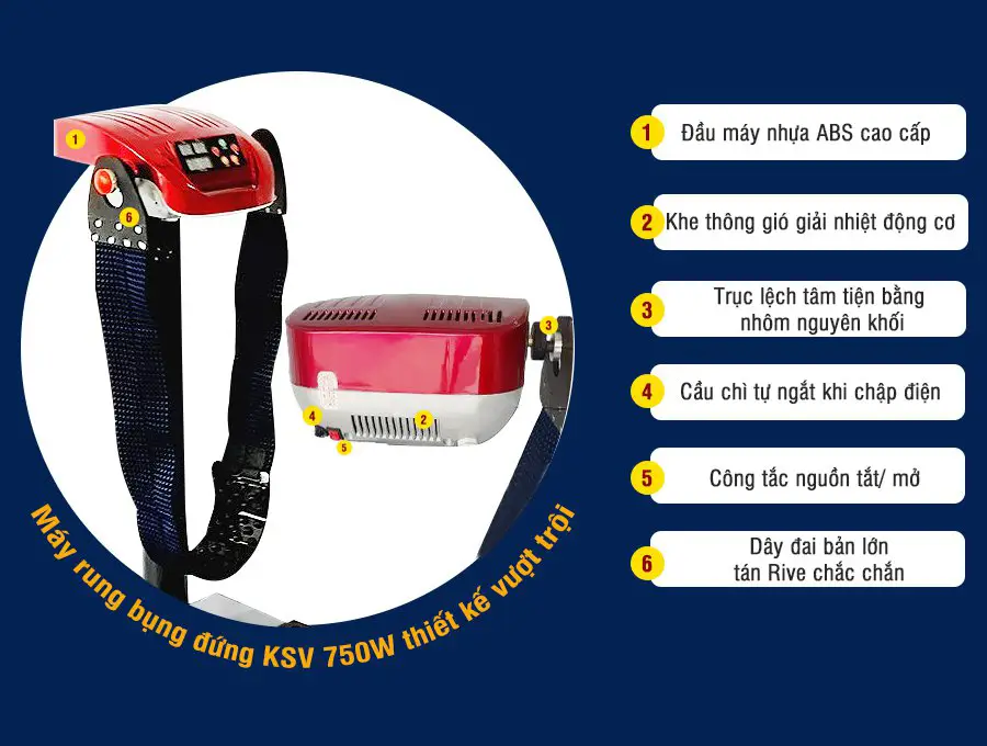Máy rung bụng đứng KSV 750W tuỳ chỉnh cấp độ