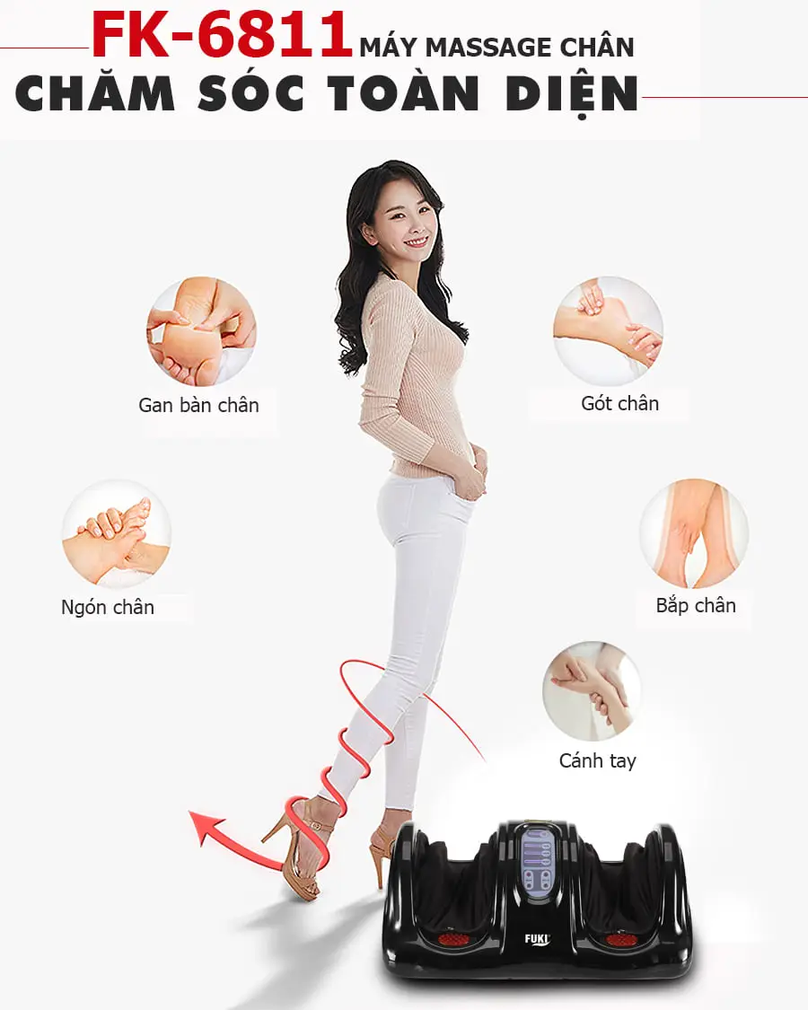 Máy massage chân đèn hồng ngoại Fuki Nhật Bản FK-6811(màu đen) 