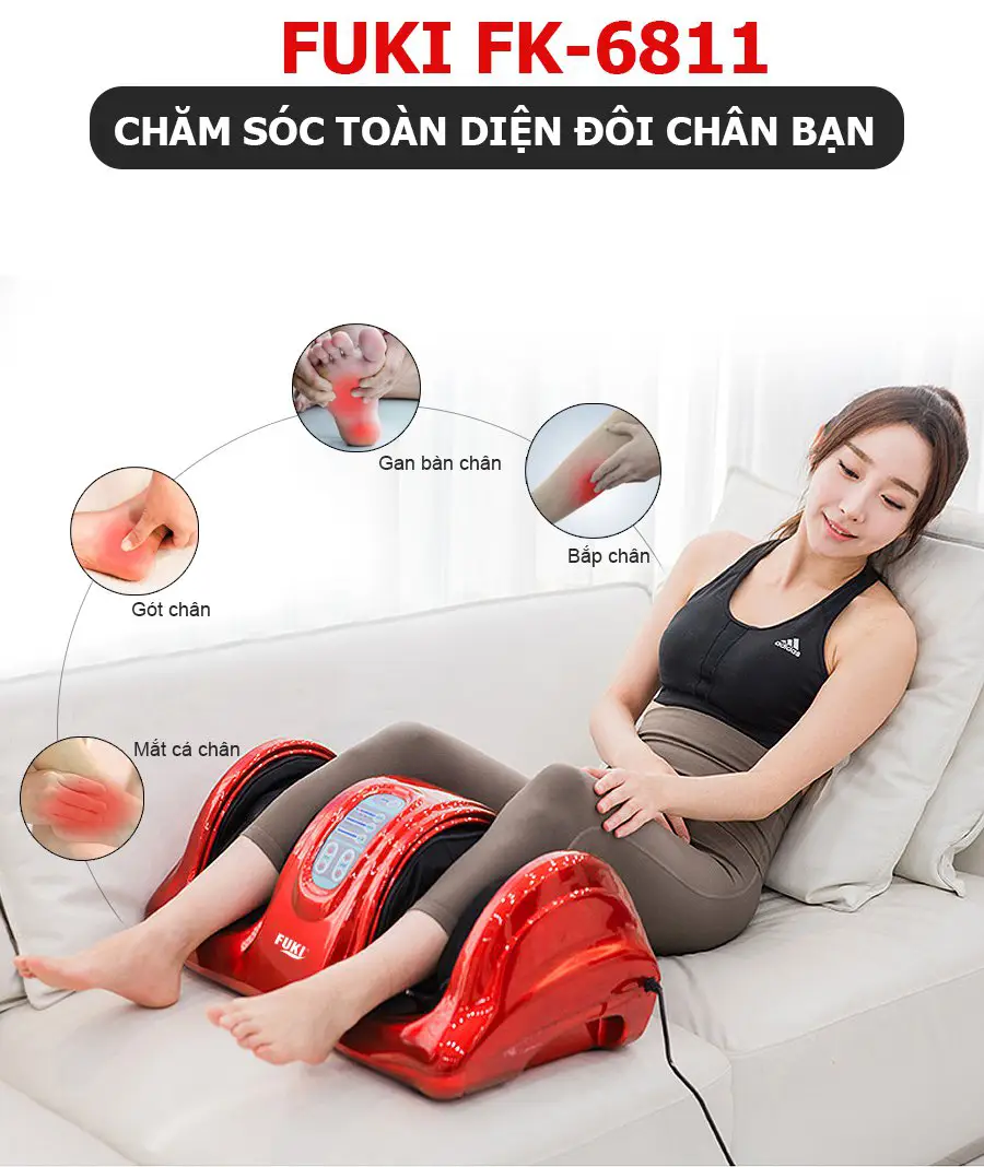 Máy massage chân đèn hồng ngoại Fuki Nhật Bản FK-6811 (màu đỏ)