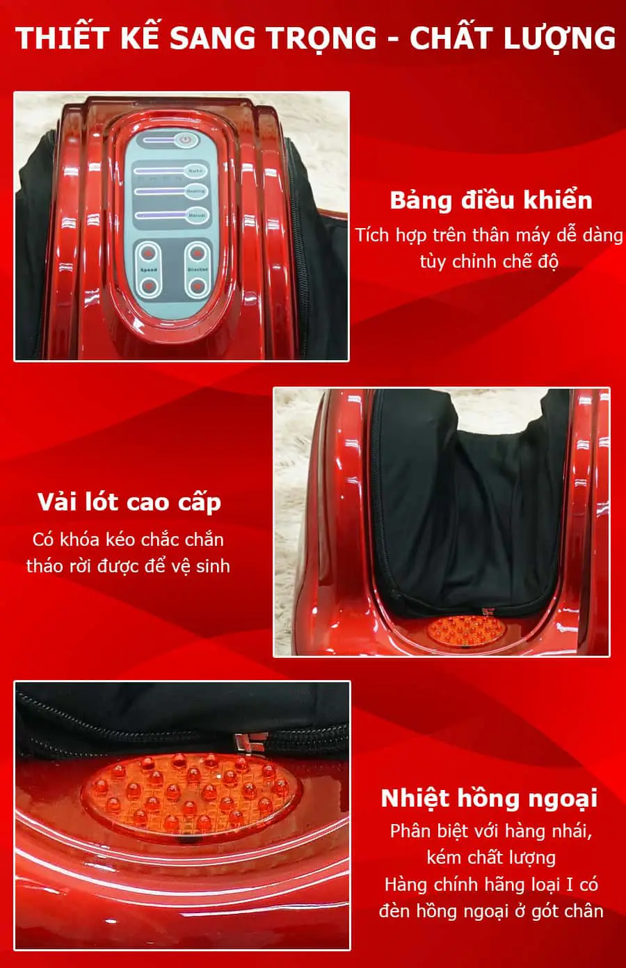 Máy massage chân đèn hồng ngoại Fuki Nhật Bản FK-6811 (màu đỏ)