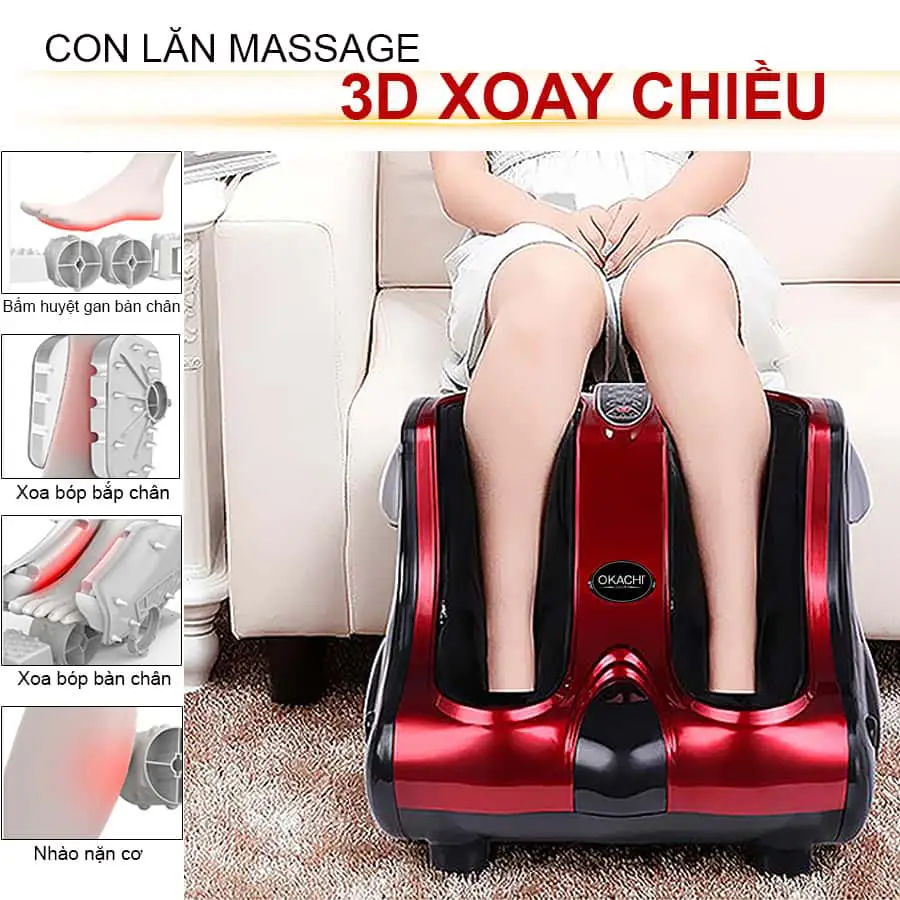 Máy massage chân hồng ngoại 3D OKACHI JP-810 (Đỏ)