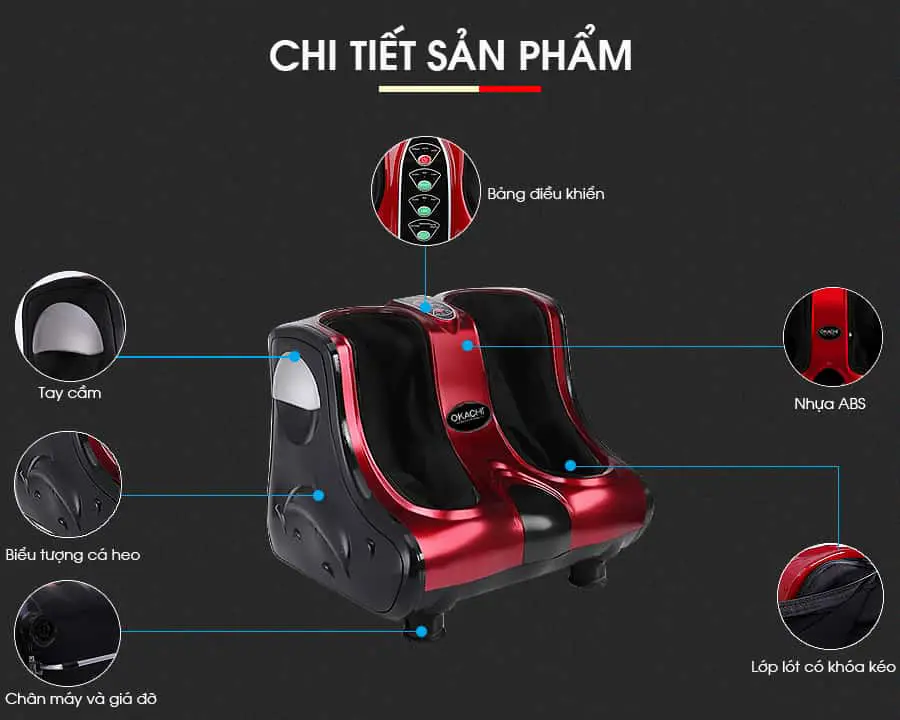 Máy massage chân hồng ngoại 3D OKACHI JP-810 (Đỏ)