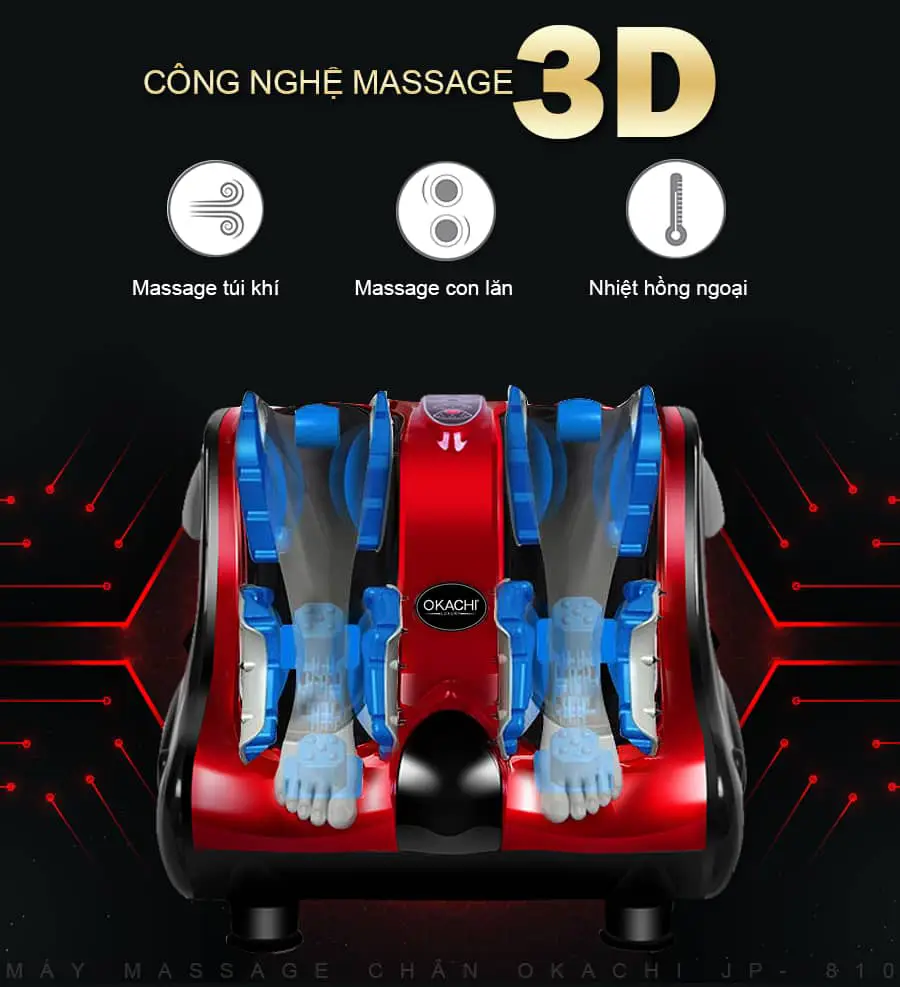 Máy massage chân hồng ngoại 3D OKACHI JP-810 (Đỏ)