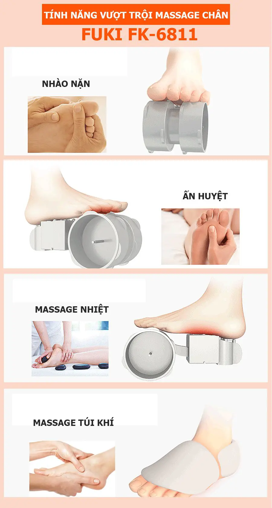 Máy massage chân hồng ngoại Fuki Nhật Bản FK-6811 (màu vàng)