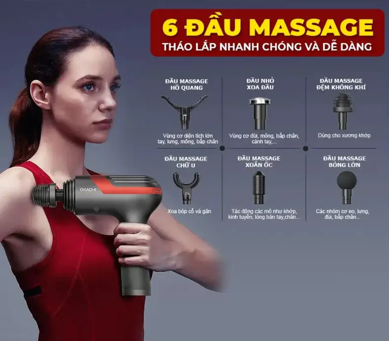 Súng massage cầm tay OKACHI LUXURY JP-i5 Pro (Viền đỏ)