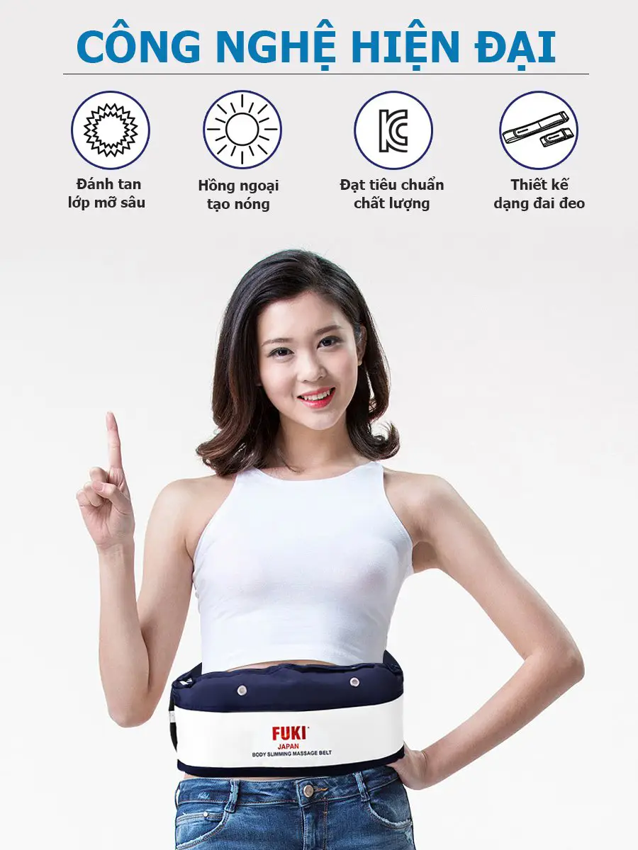 Máy massage bụng FUKI Nhật Bản FK90 Vải Dù dòng cao cấp (xanh đen)