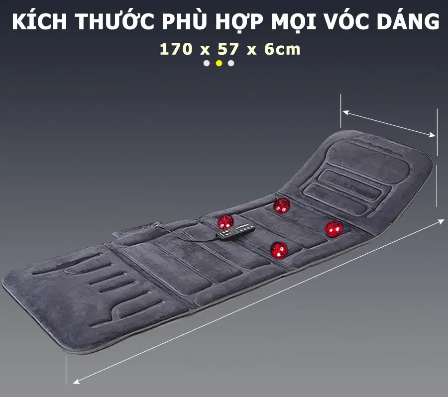 Nệm Massage Toàn Thân nhiệt và hồng ngoại OKACHI JP-M799 (màu xám)