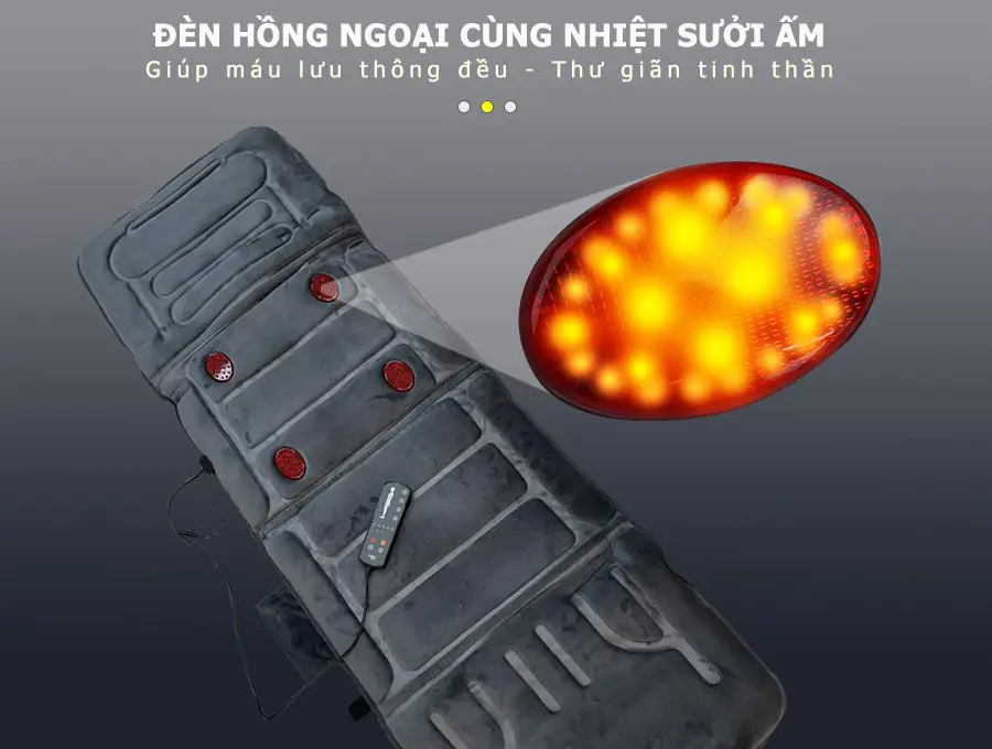 Nệm Massage Toàn Thân nhiệt và hồng ngoại OKACHI JP-M799 (màu xám)