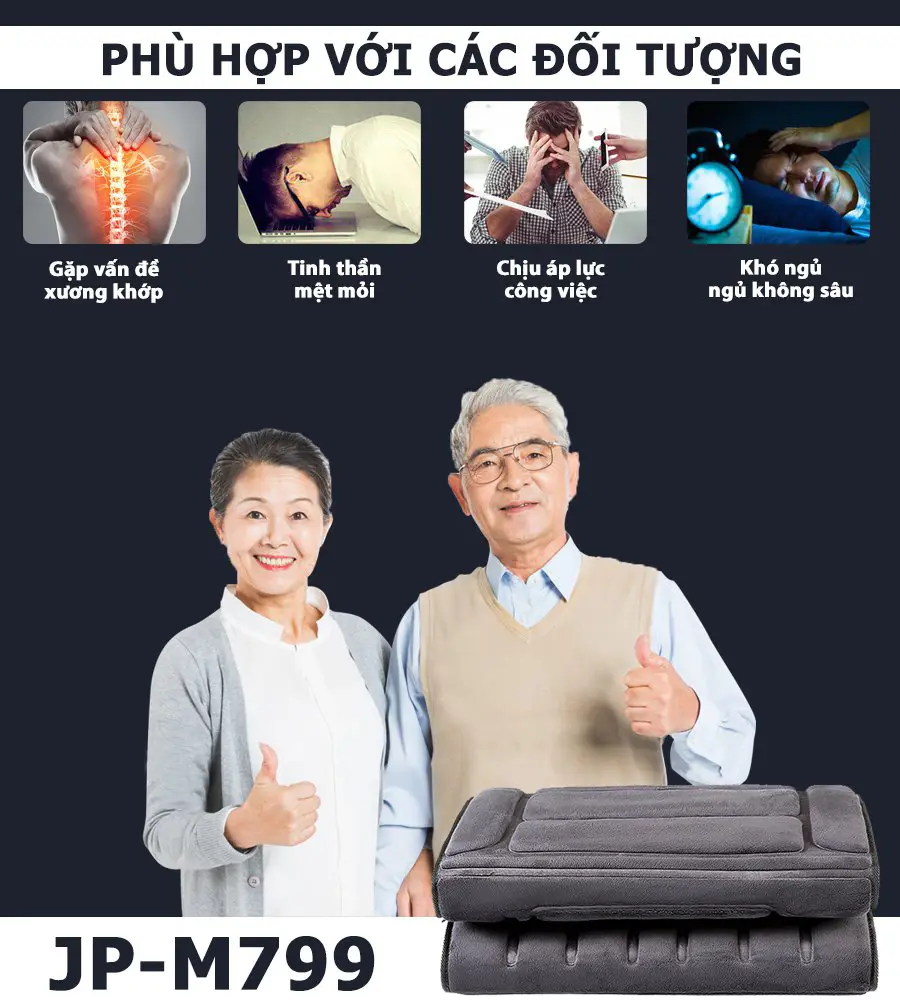 Nệm Massage Toàn Thân nhiệt và hồng ngoại OKACHI JP-M799 (màu xám)