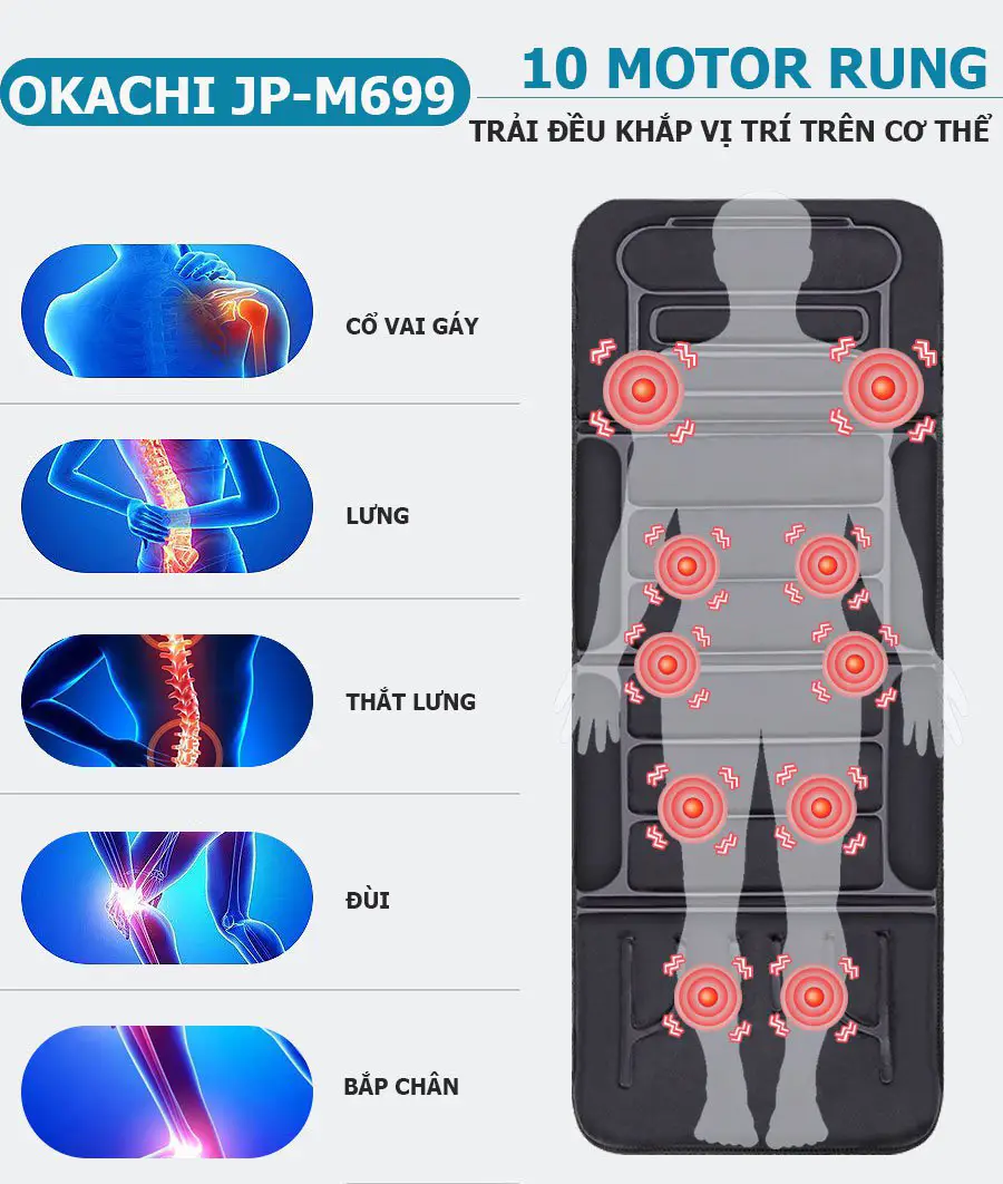 Nệm massage toàn thân OKACHI JP-M699 (dòng cao cấp)