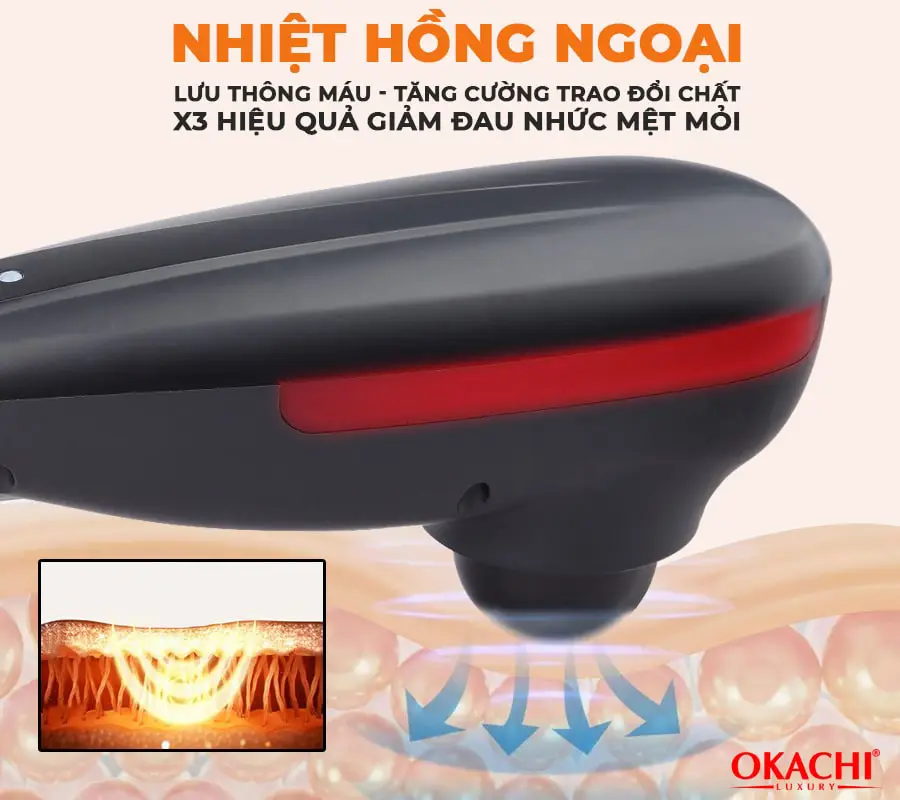 Máy massage cầm tay hồng ngoại OKACHI LUXURY JP-M610 (màu đen)