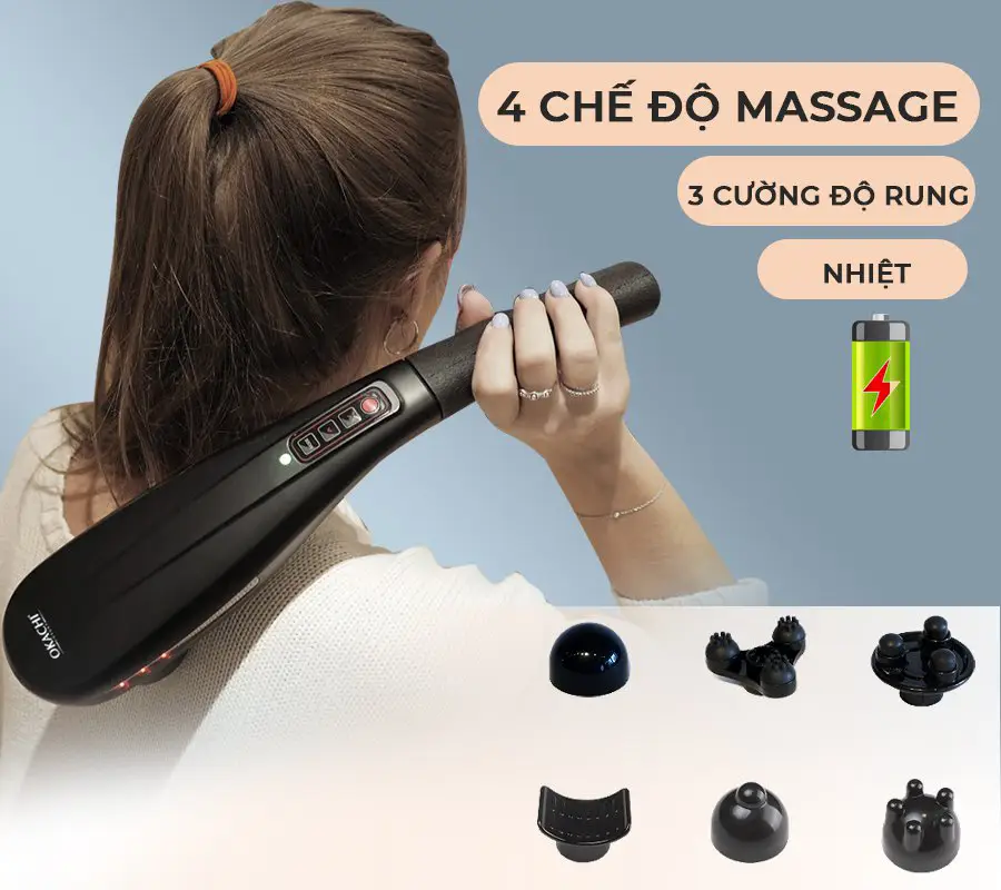 Máy massage cầm tay hồng ngoại OKACHI LUXURY JP-M610 (Trắng)