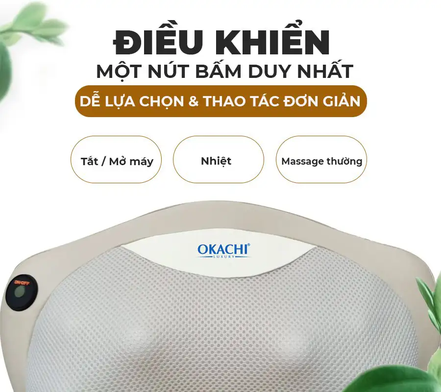 Gối massage hồng ngoại đau vai cổ lưng Shiatsu OKACHI JP-568