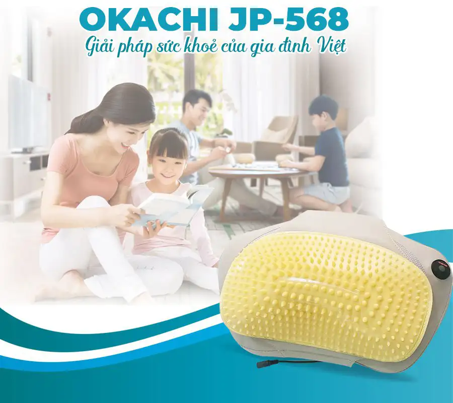 Gối massage hồng ngoại đau vai cổ lưng Shiatsu OKACHI JP-568