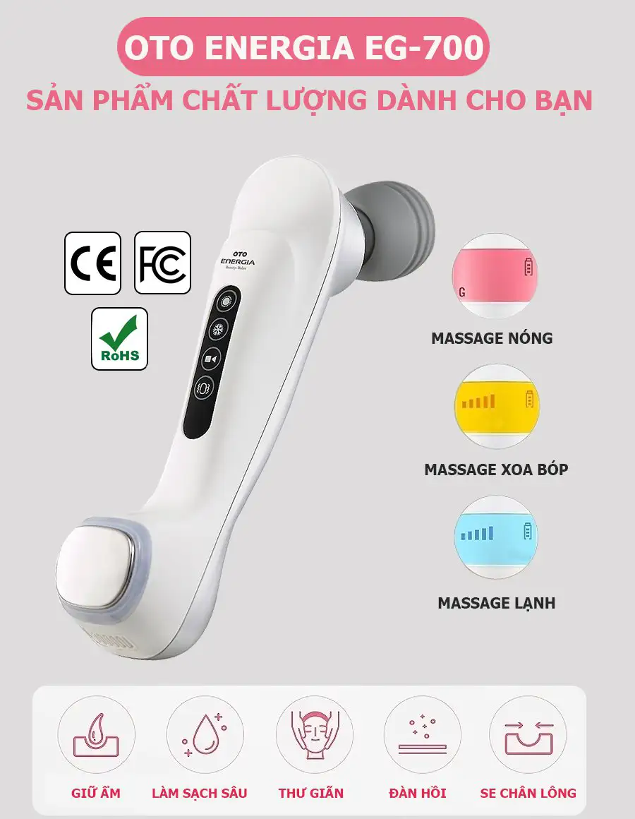 Máy mát xa mặt chống lão hóa nóng lạnh OTO Energia EG-700 (màu bạc)