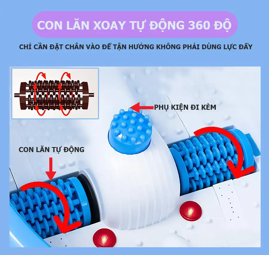 Bồn ngâm chân Nhật Bản FUKI FB100 (thế hệ mới con lăn xoay tự động)