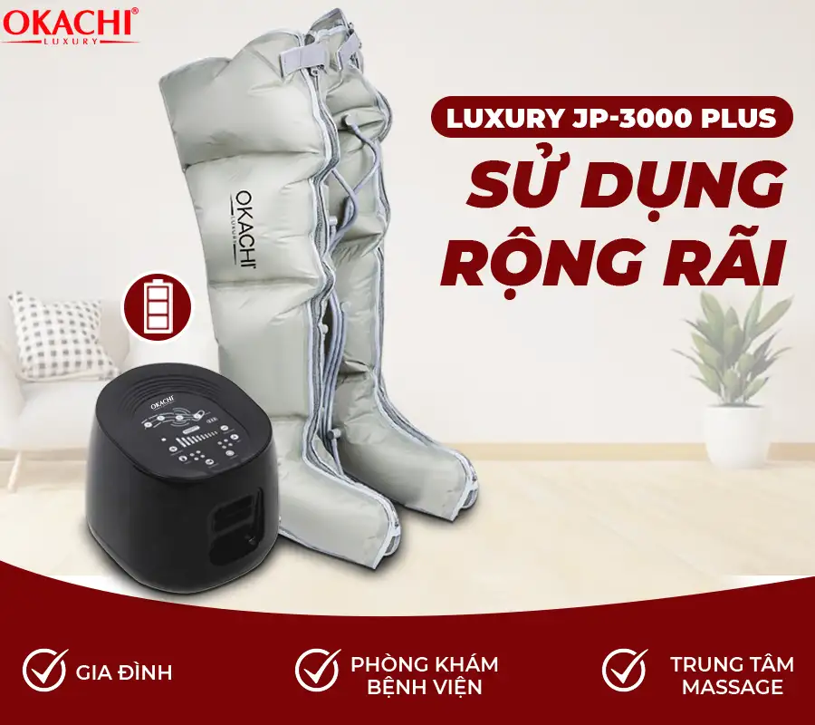 Máy nén ép TRỊ LIỆU suy giãn tĩnh mạch Okachi luxury JP-3000 Plus pin sạc