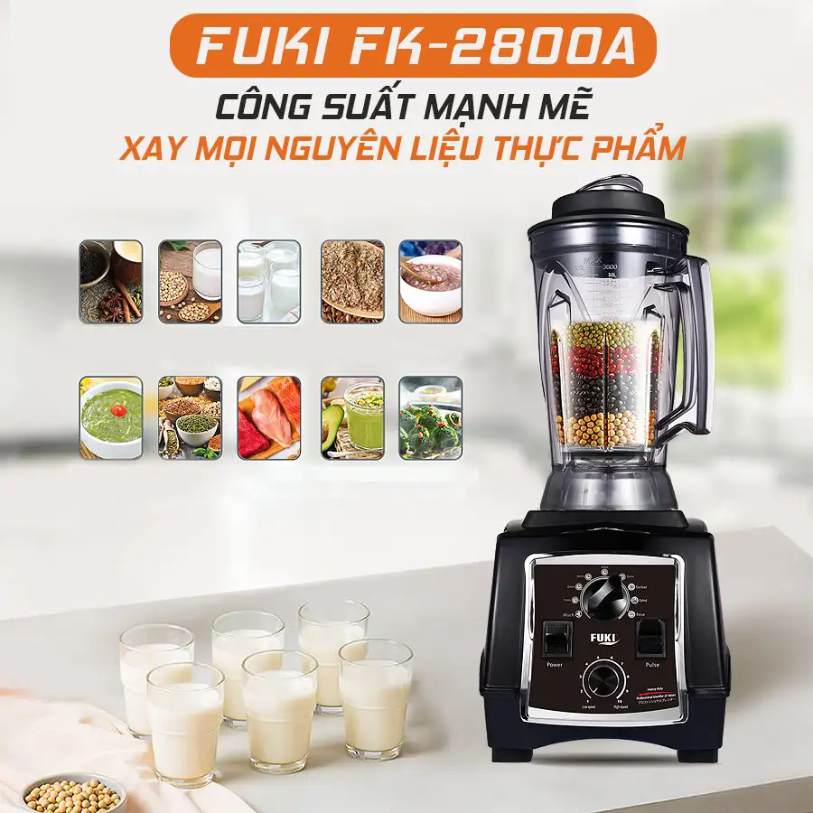 Máy xay sinh tố công nghiệp Fuki 2800W - Hẹn giờ (FK-2800A)