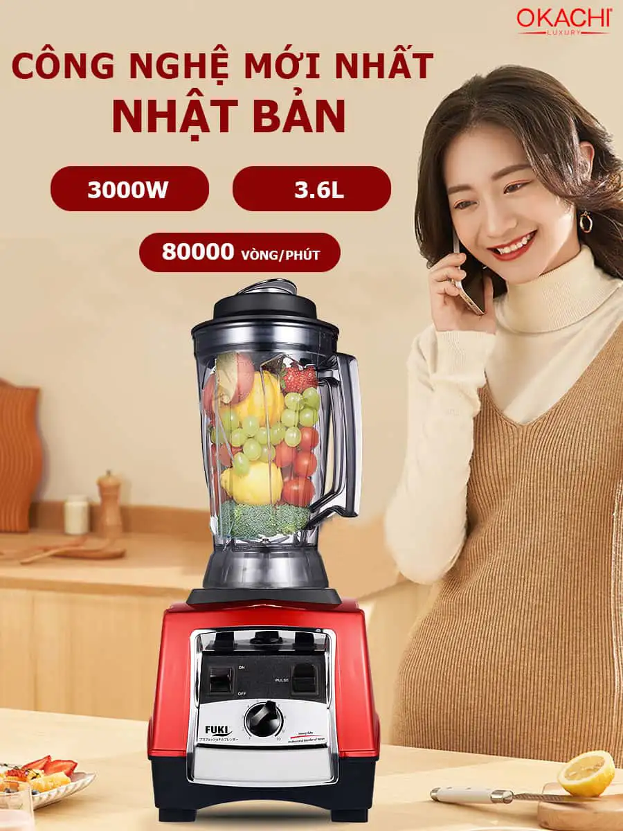 Máy xay sinh tố đậu nành công nghiệp Fuki 3000W FK-3000 - màu đỏ