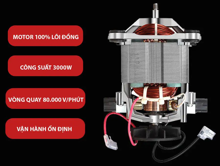 Máy xay sinh tố đậu nành công nghiệp Fuki 3000W FK-3000 - màu đỏ