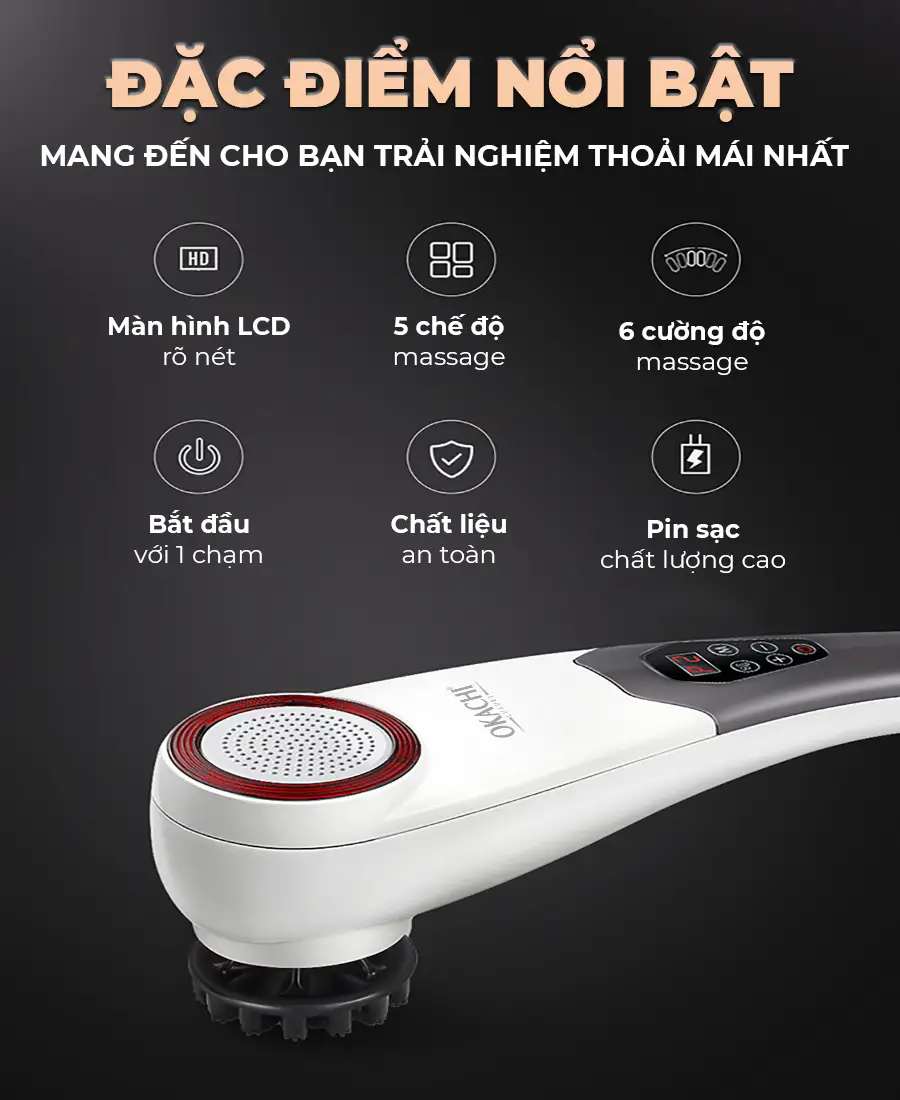 Máy massage cầm tay pin sạc OKACHI JP-620E (Hồng ngoại)