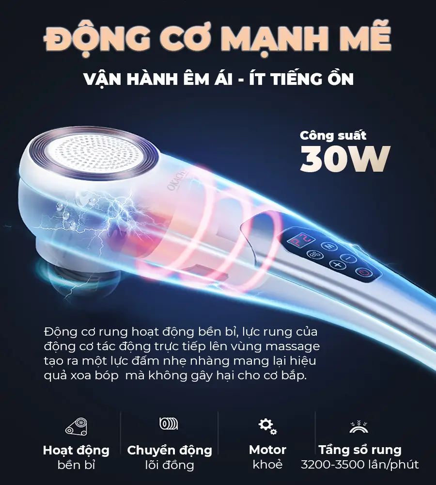 Máy massage cầm tay pin sạc OKACHI JP-620E (Hồng ngoại)