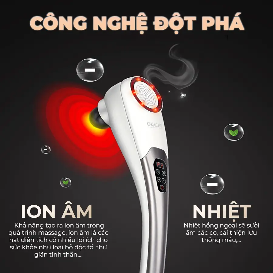Máy massage cầm tay pin sạc OKACHI JP-620E (Hồng ngoại)