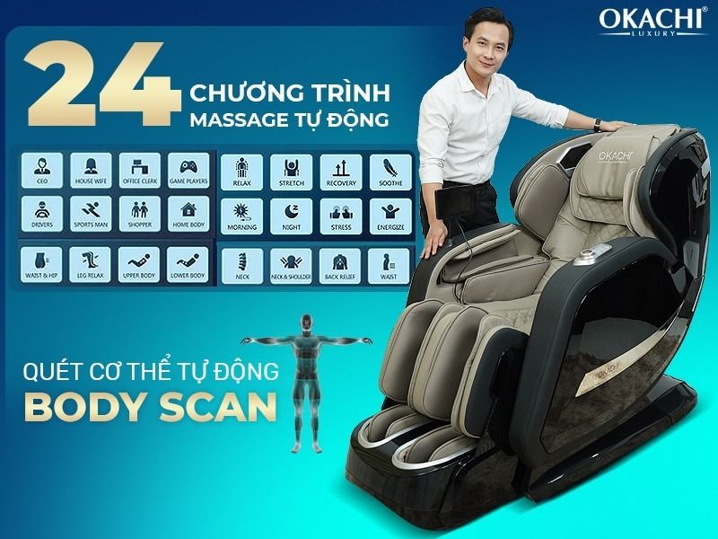 Ghế massage OKACHI LUXURY JP-I99 (màu nâu đen)